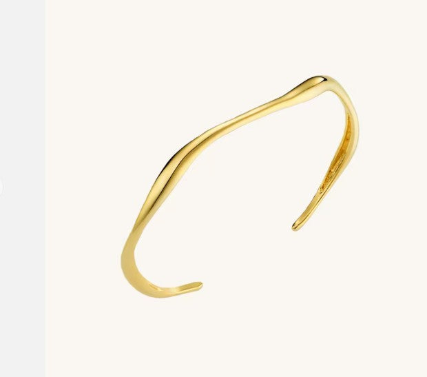 Gold plated Stainless Steel wave cuff bracelet