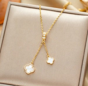 Duo Clover Drop Necklace