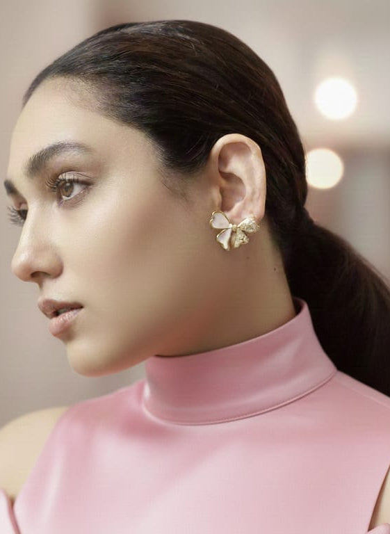 Delicate Enamelled Mini Bow Studs - White