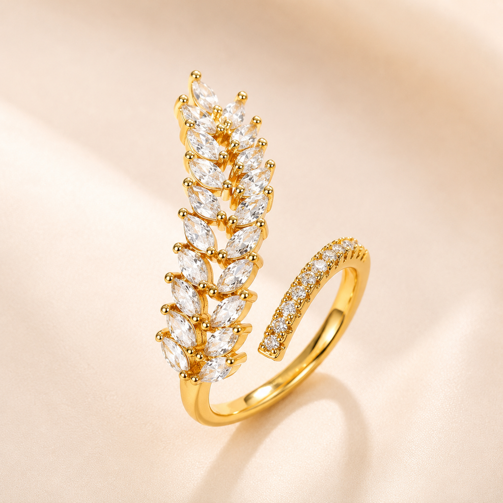 Gold Plated CZ Studded Adjustable Size Ring