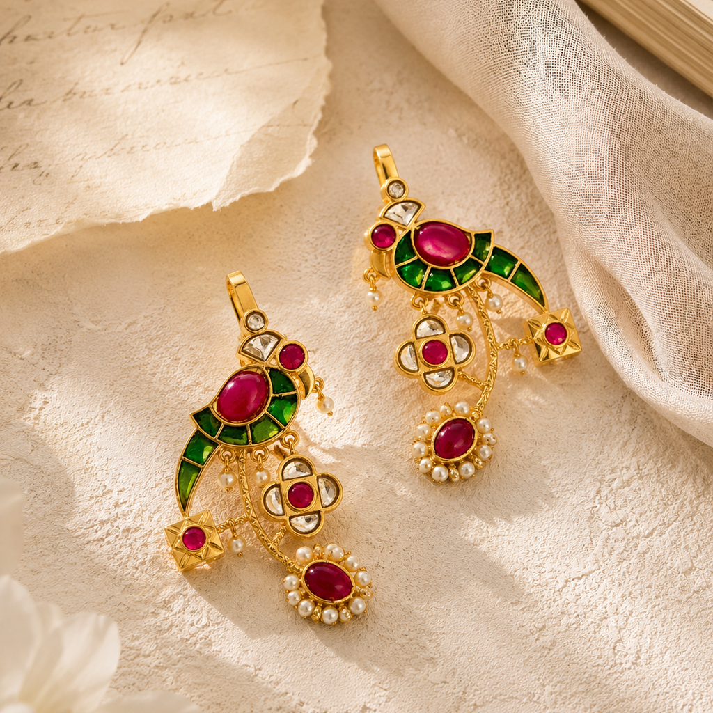 Royal Bird Ear Cuff – Gold Plated | Kundan & Pearl Statement Jewellery