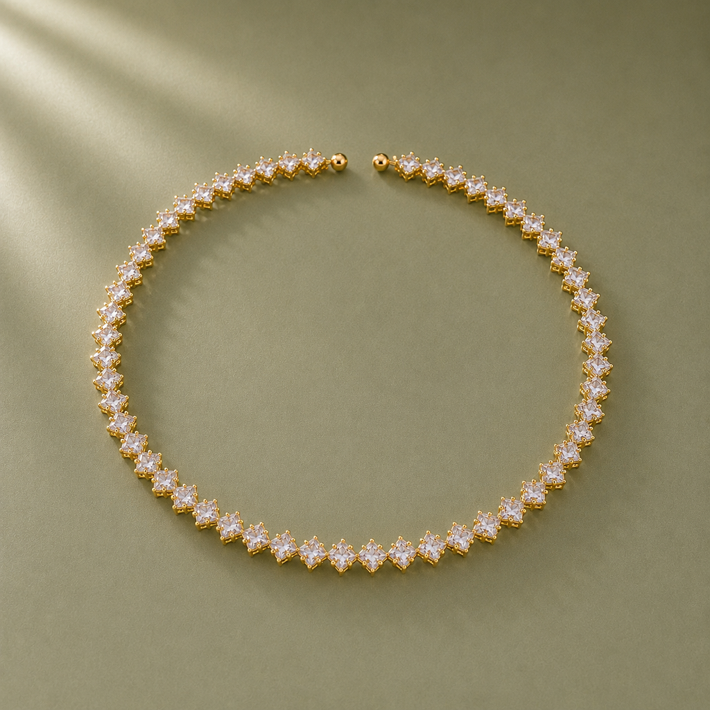 Gold Plated American Diamond Statement Choker for Women