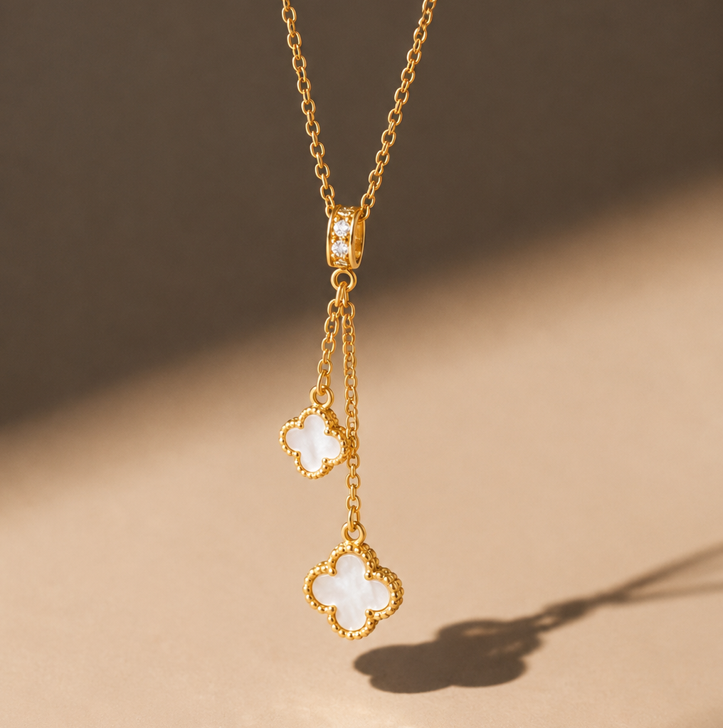Duo Clover Drop Necklace
