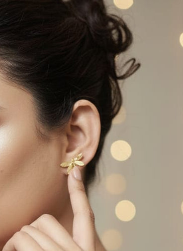 Dainty Dragonfly Gold Plated Stainless Steel Earrings