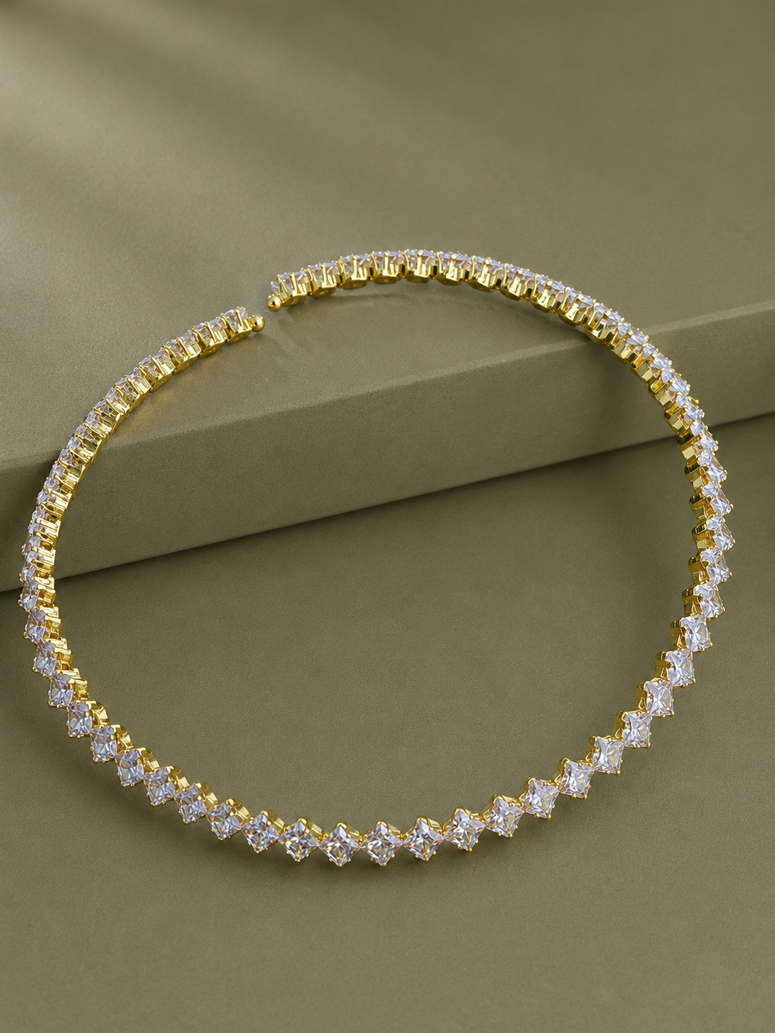 Gold Plated American Diamond Statement Choker for Women