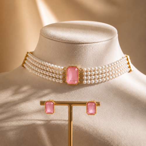 Classic Pearl & Blush Choker Set