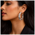 Oversized Wavy Silver Hoop Statement Earrings