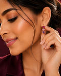 Multi-Color Heart Gemstone Huggie Hoops | Ruby Pink Purple
