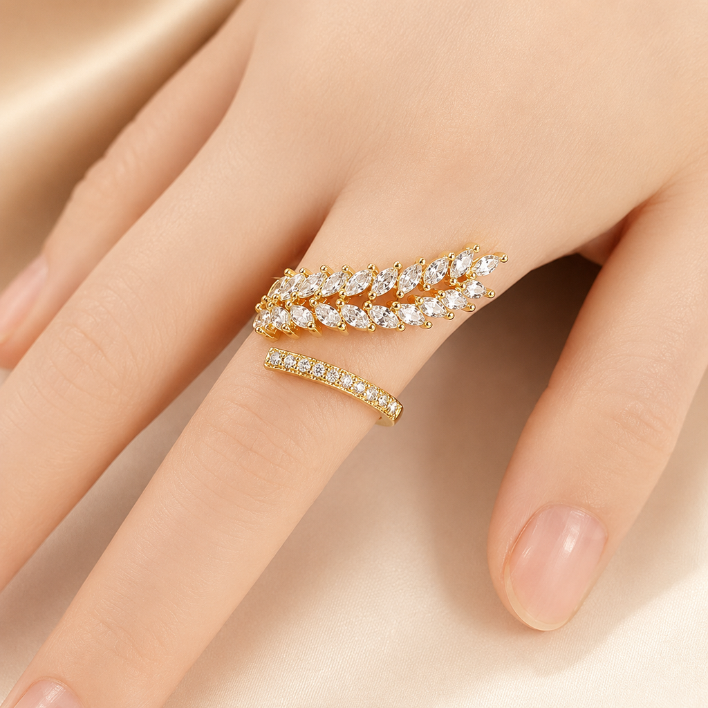 Gold Plated CZ Studded Adjustable Size Ring