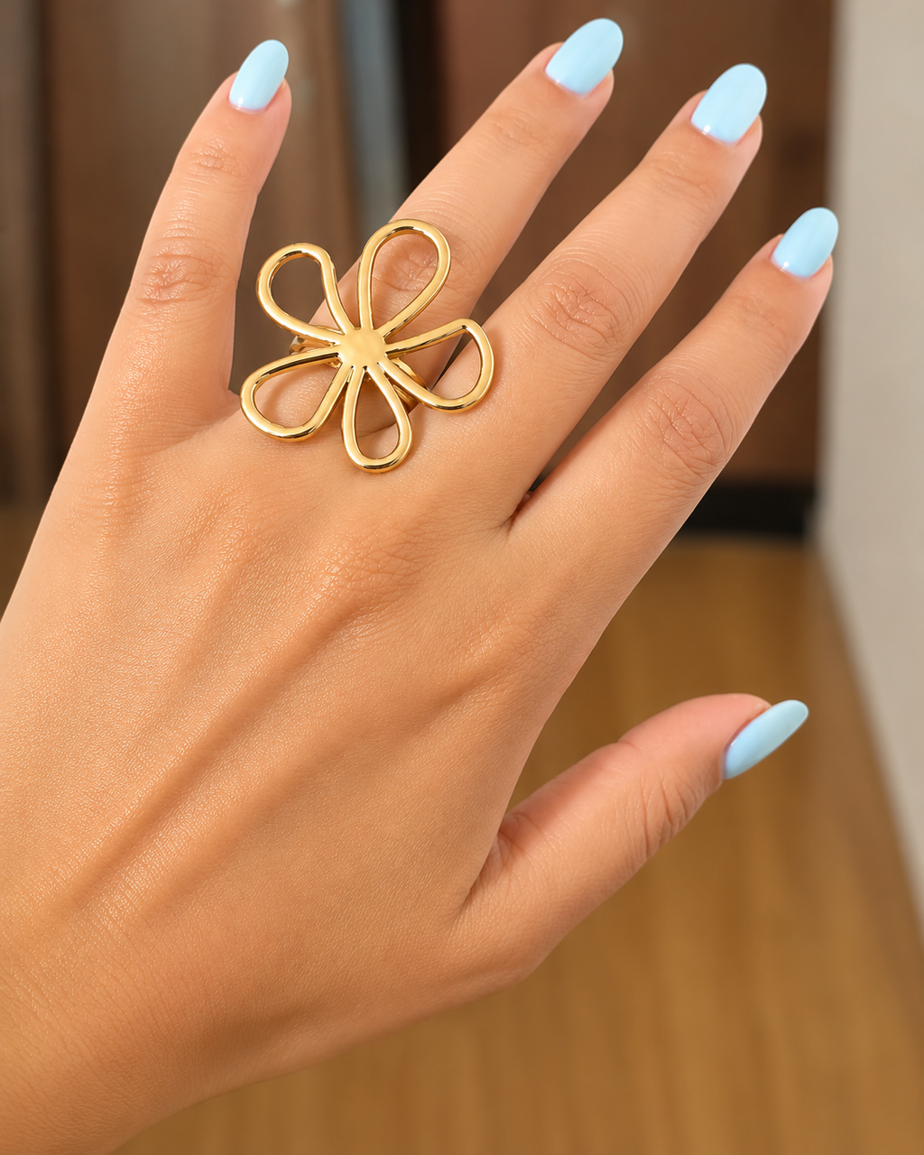 Golden Bloom Statement Ring