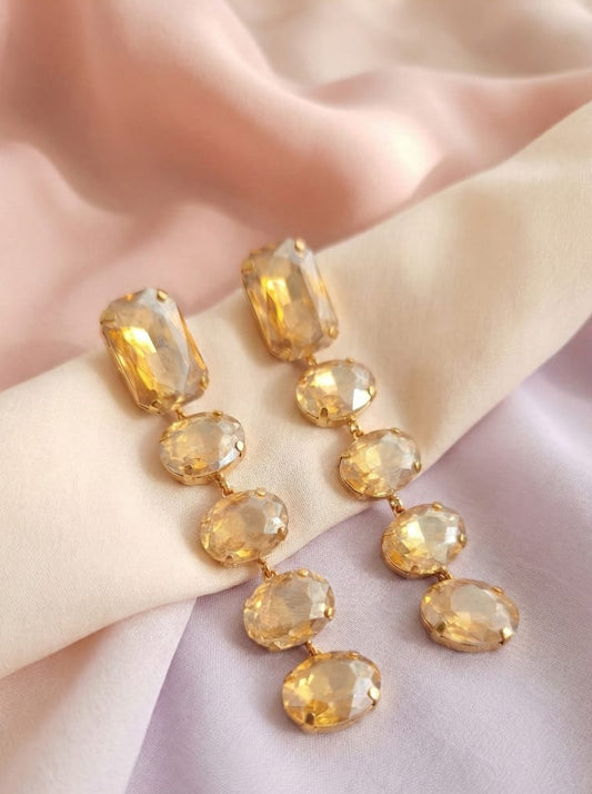 Champagne Glamour Party-Ready Dazzling Drop Earrings