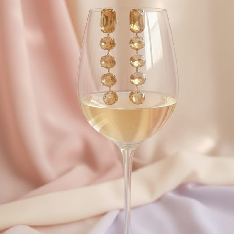 Champagne Glamour Party-Ready Dazzling Drop Earrings