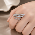Silver Plated CZ Studded Adjustable Finger Ring