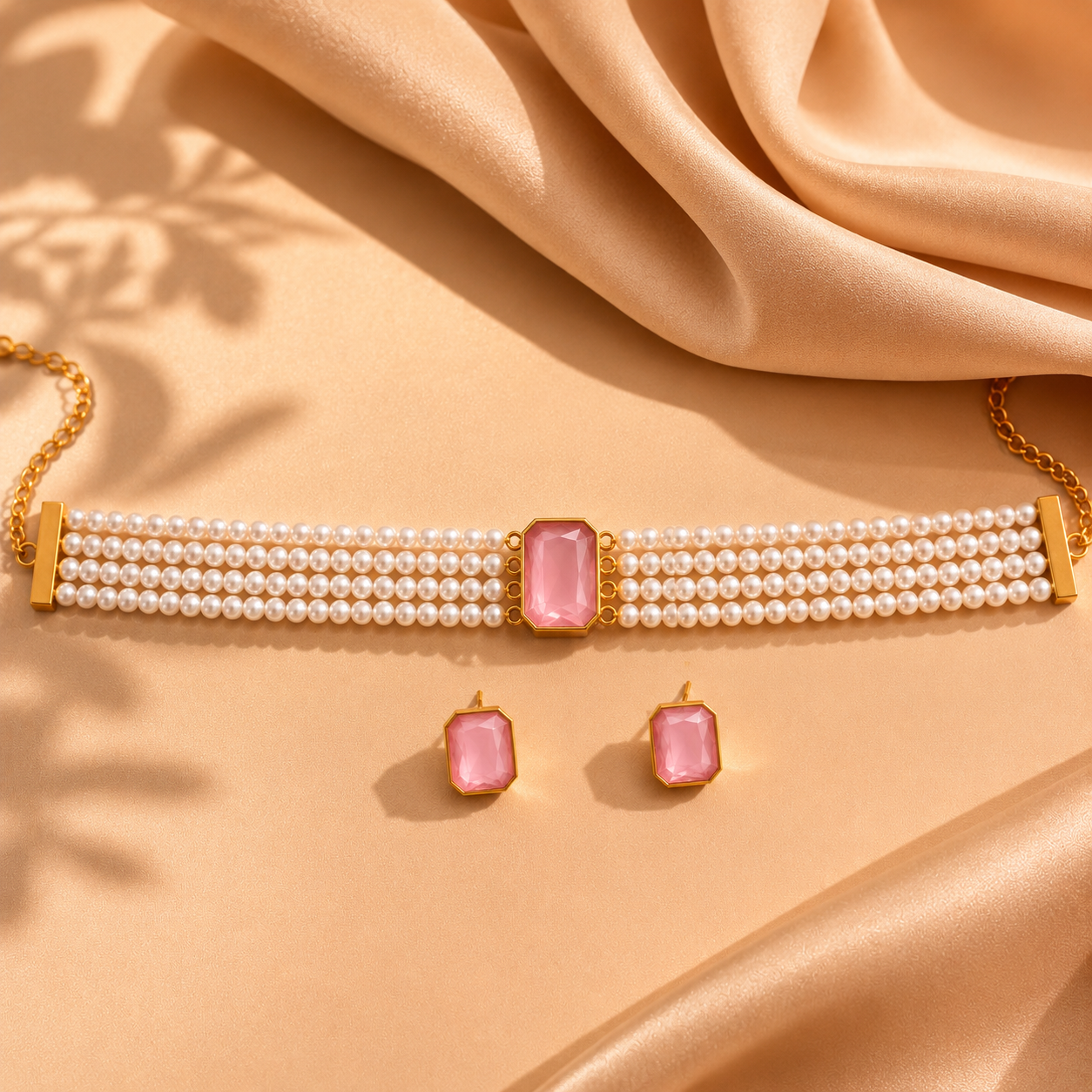 Classic Pearl & Blush Choker Set
