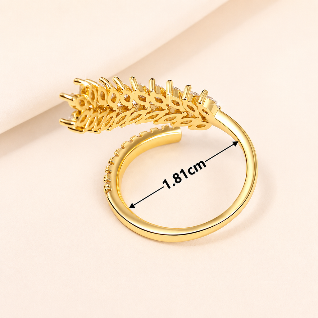 Gold Plated CZ Studded Adjustable Size Ring