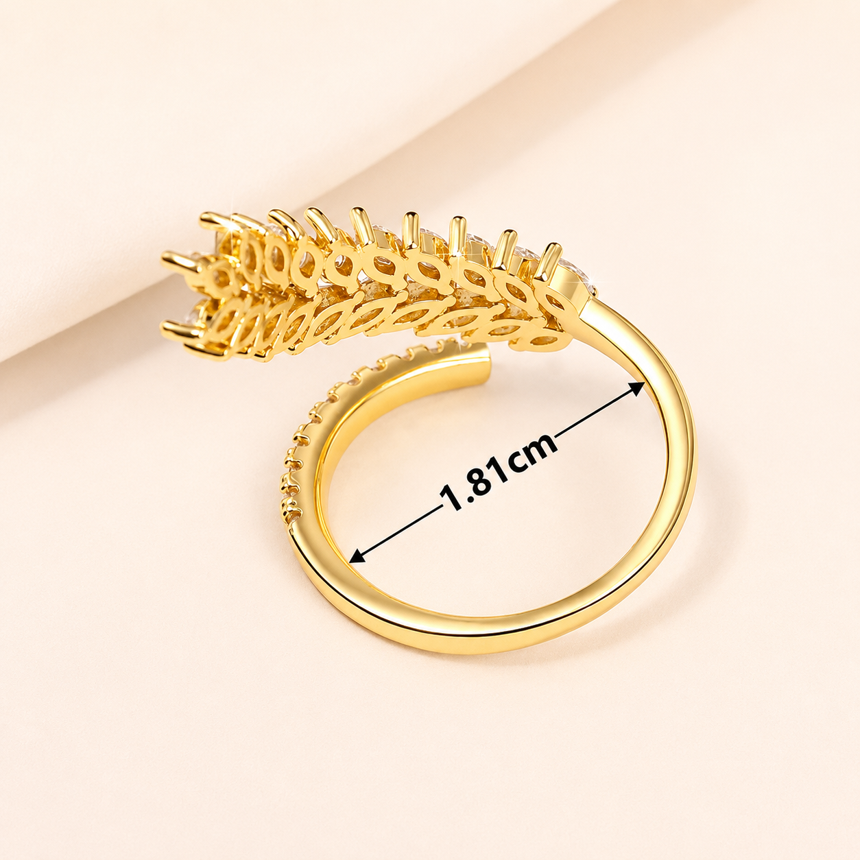 Gold Plated CZ Studded Adjustable Size Ring