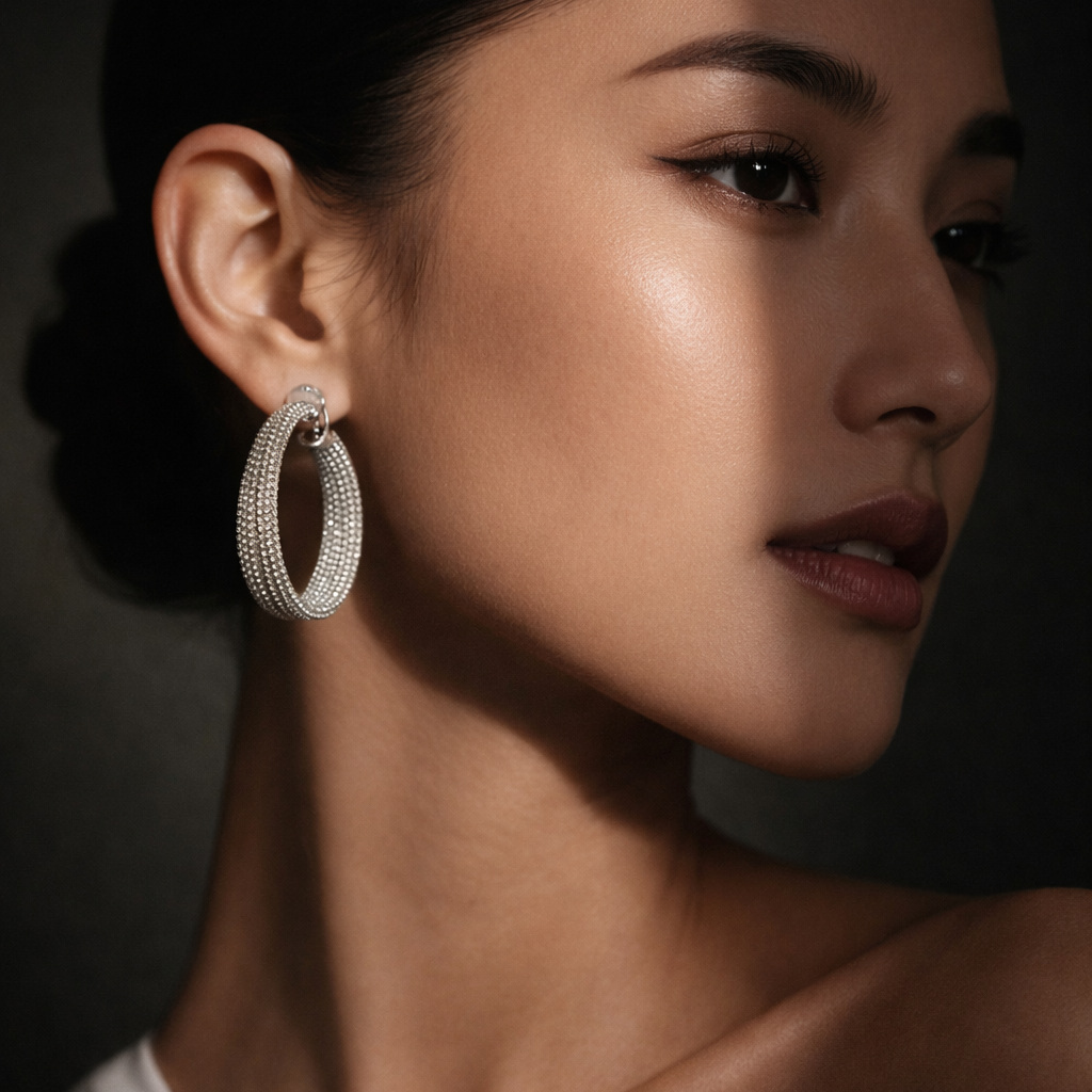 Woven Silver Tone Hoops
