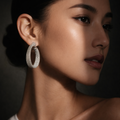 Woven Silver Tone Hoops