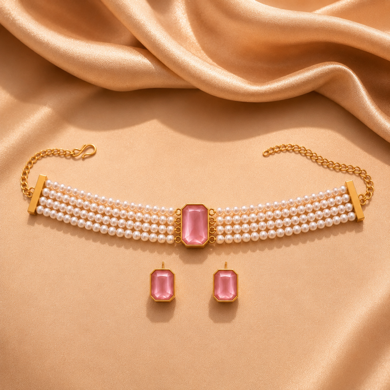 Classic Pearl & Blush Choker Set