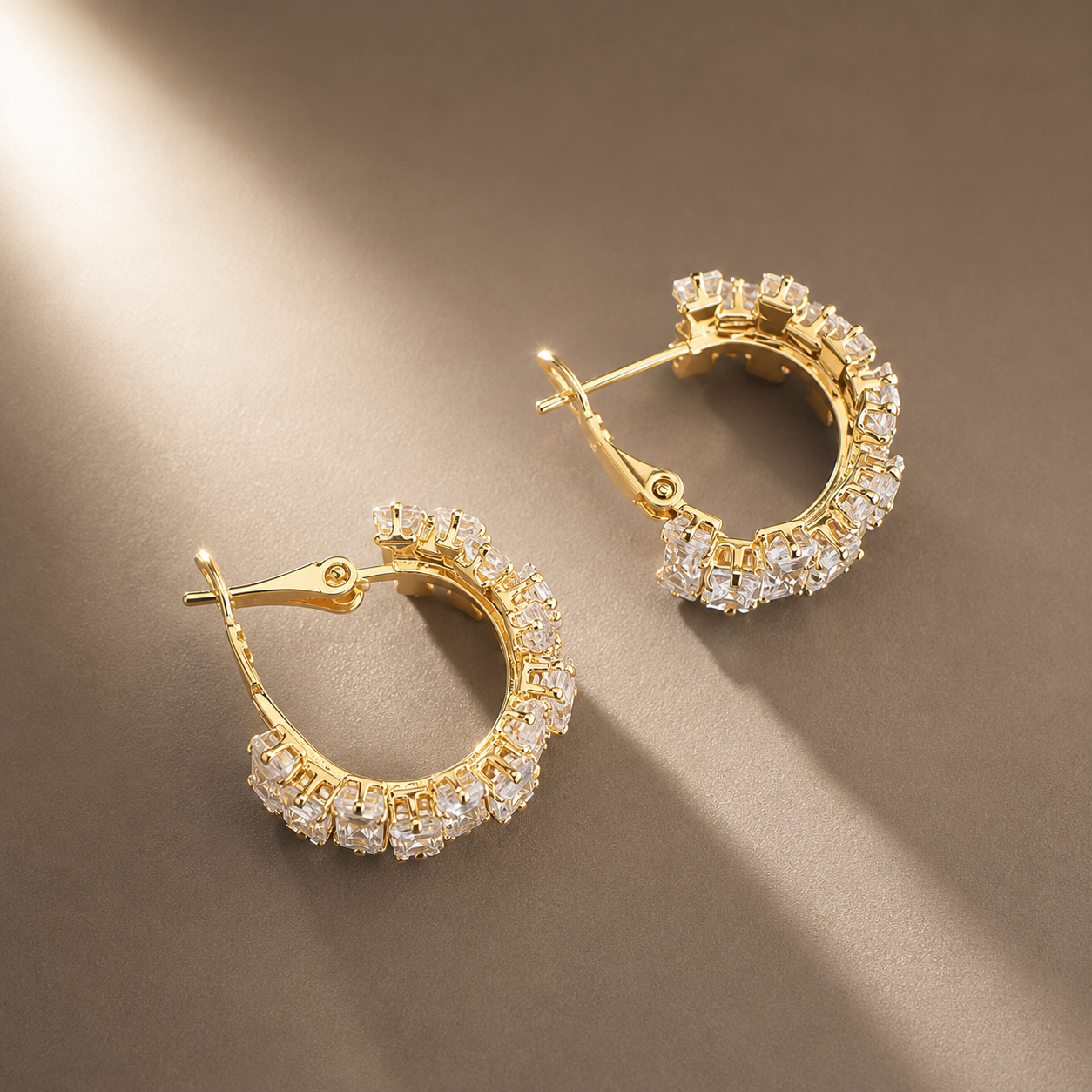 Baguette-Cut Cubic Zirconia Hoop Earrings