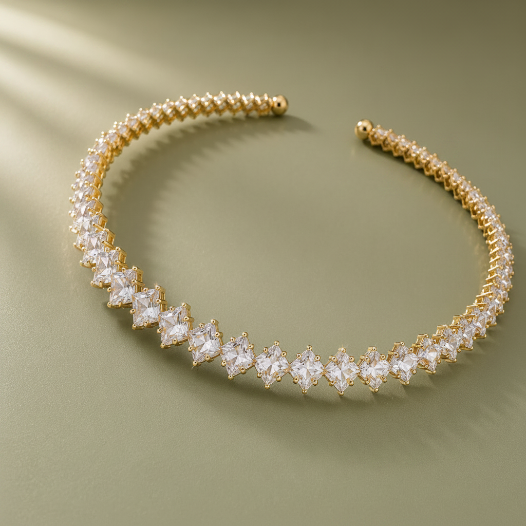 Gold Plated American Diamond Statement Choker for Women
