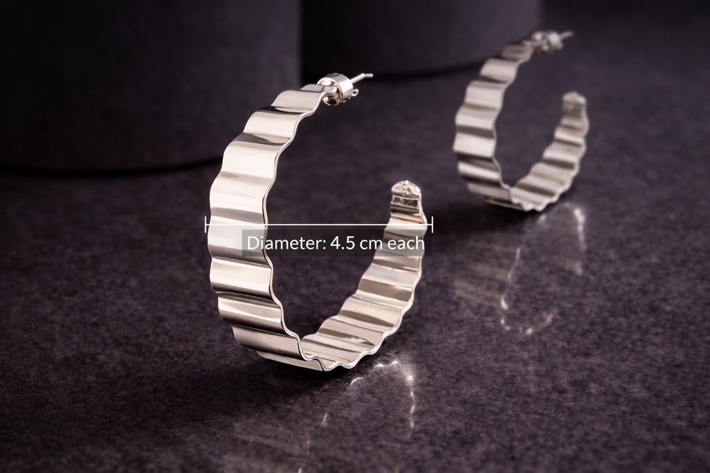 Wavy Silver Hoop Earrings