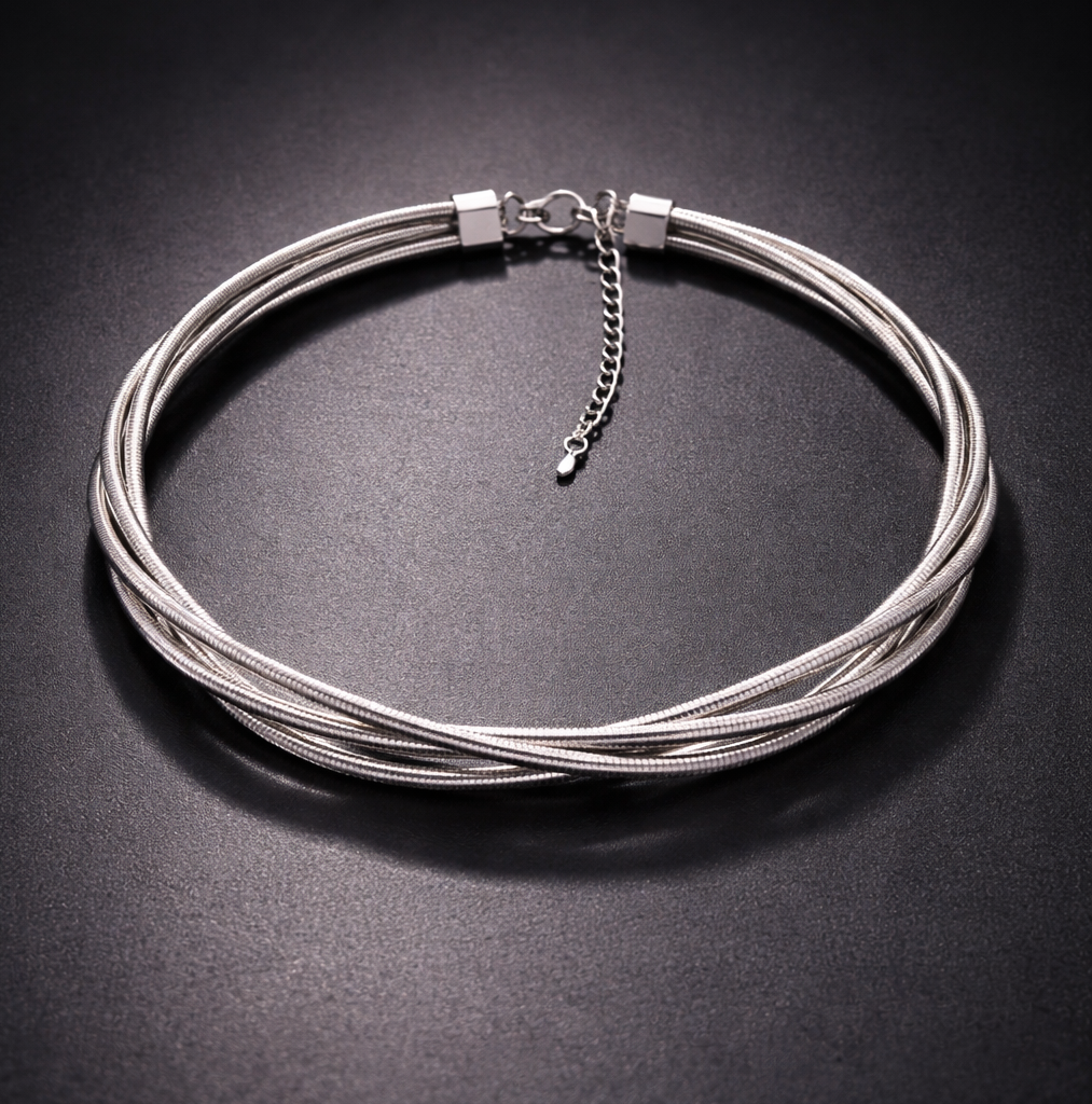 Silver Trio Twisted Choker