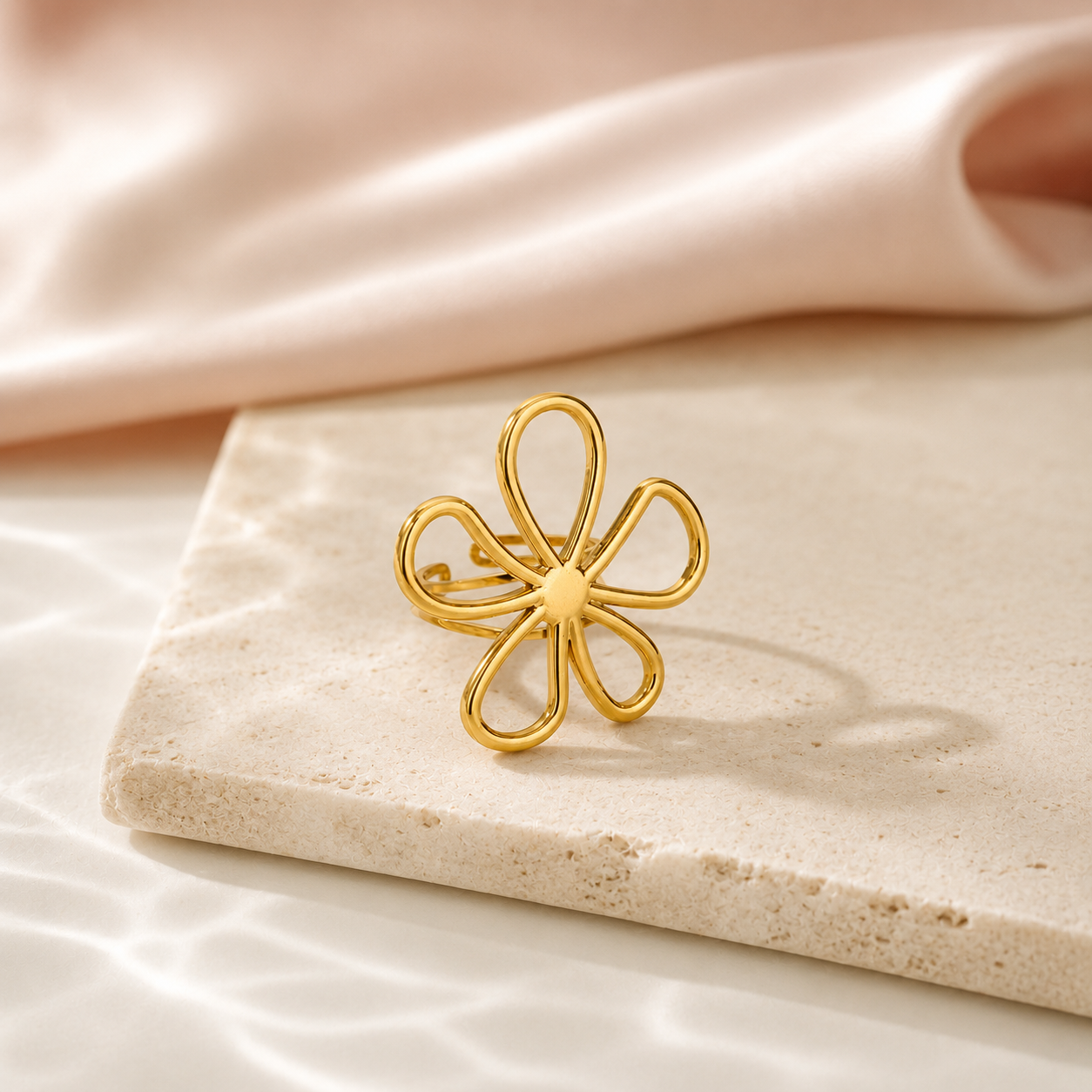 Golden Bloom Statement Ring