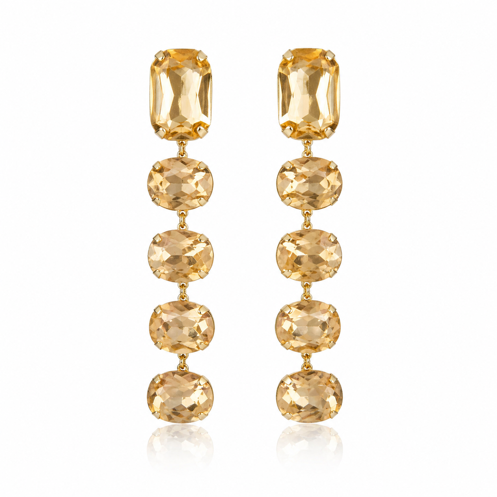 Champagne Glamour Party-Ready Dazzling Drop Earrings