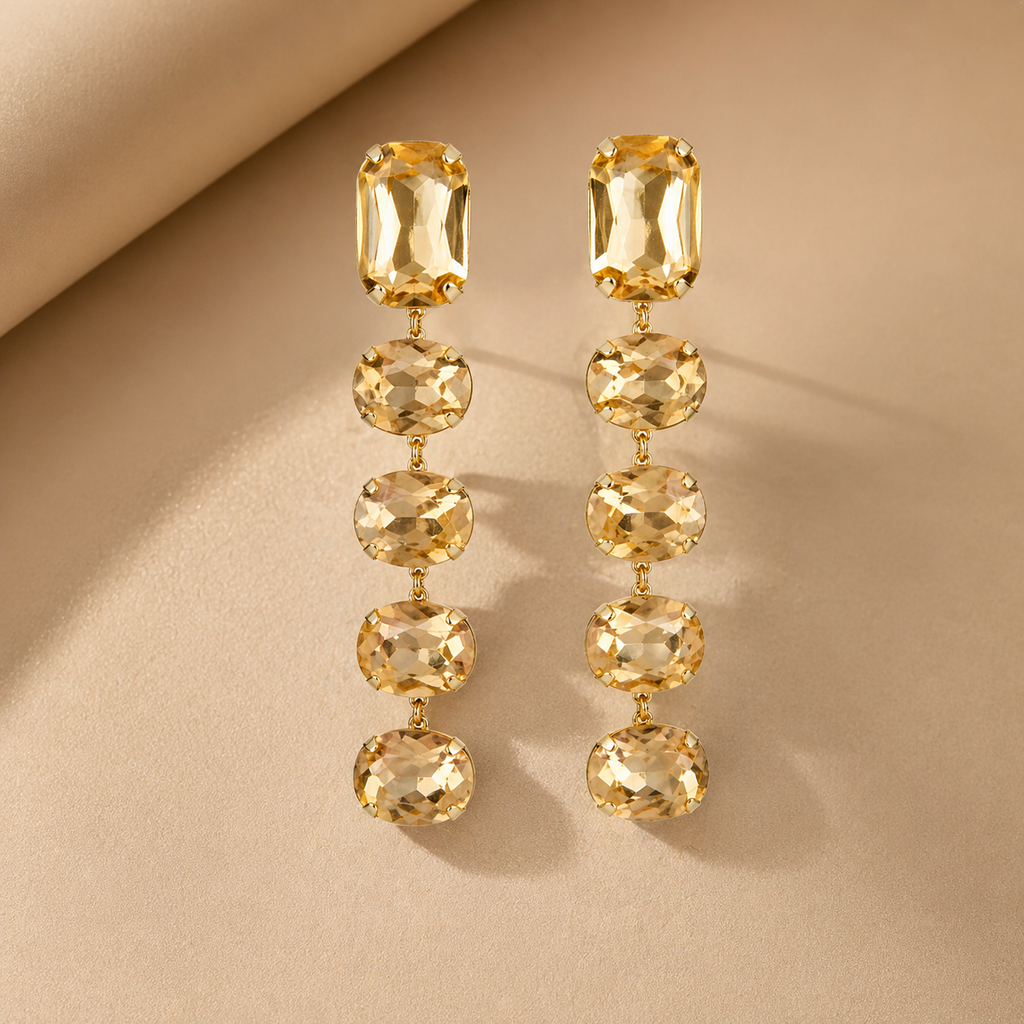 Champagne Glamour Party-Ready Dazzling Drop Earrings