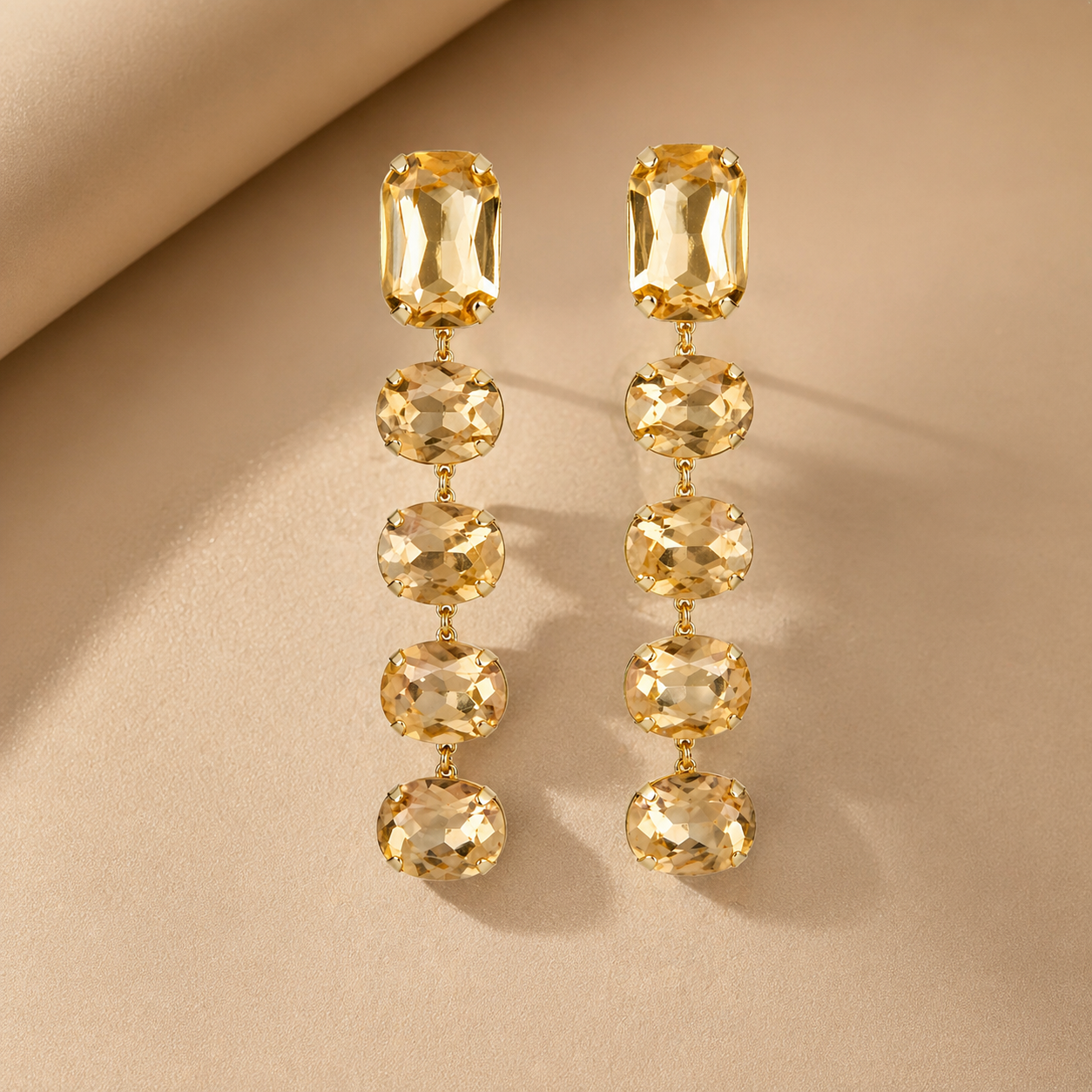 Champagne Glamour Party-Ready Dazzling Drop Earrings