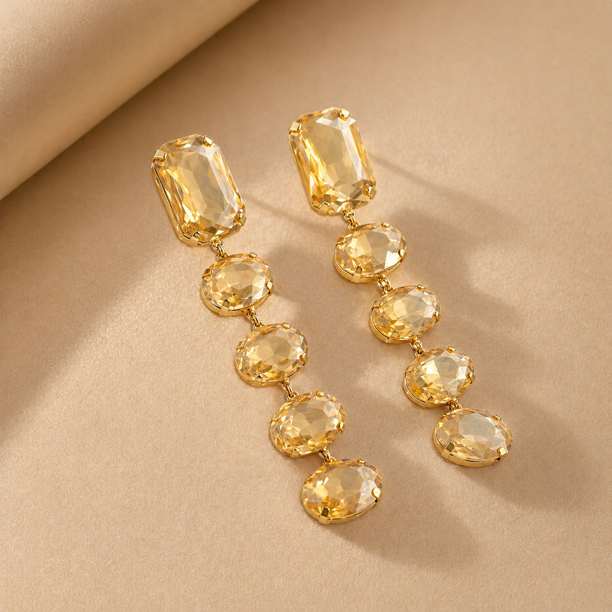 Champagne Glamour Party-Ready Dazzling Drop Earrings
