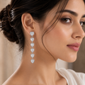 Dazzling Silver Heart Drop Earrings