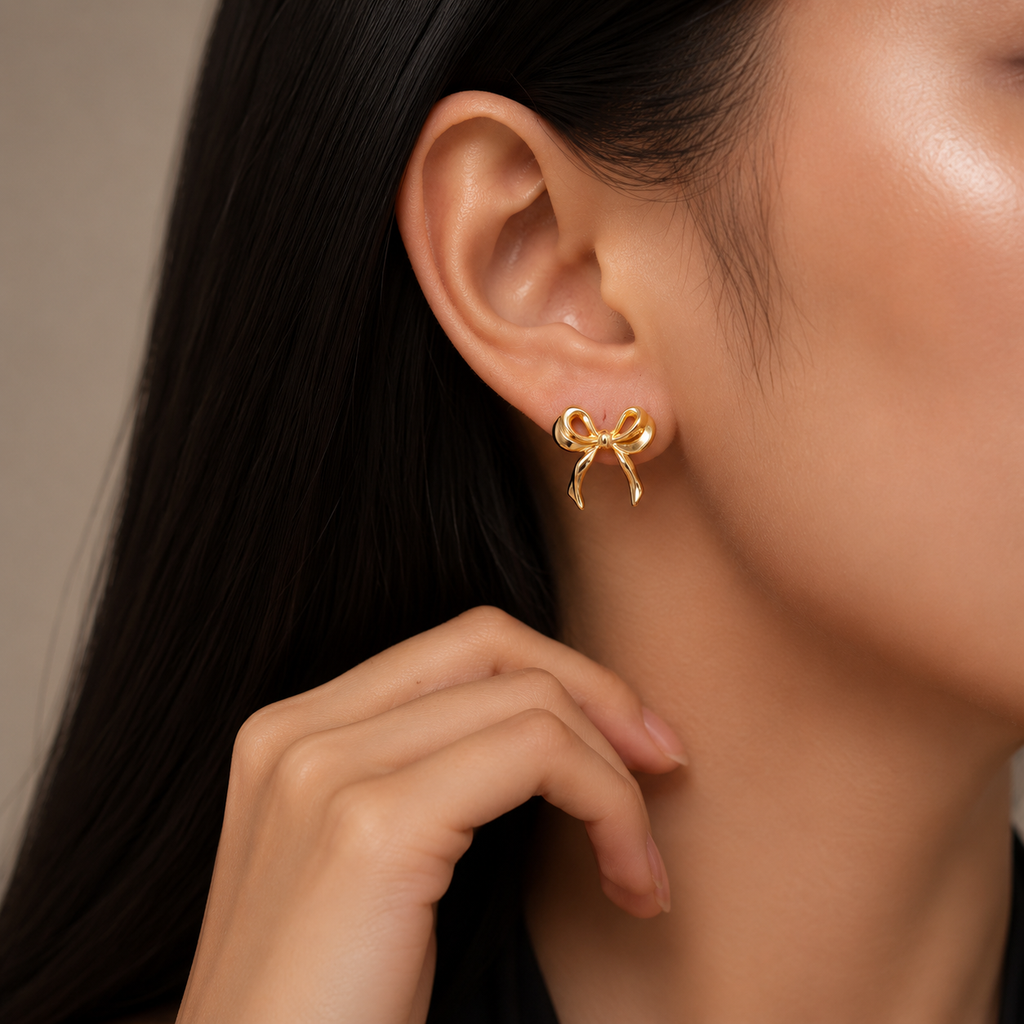 Everyday Elegance Gold Tone Ribbon Studs