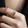 Green Emerald Studded Adjustable Finger Ring