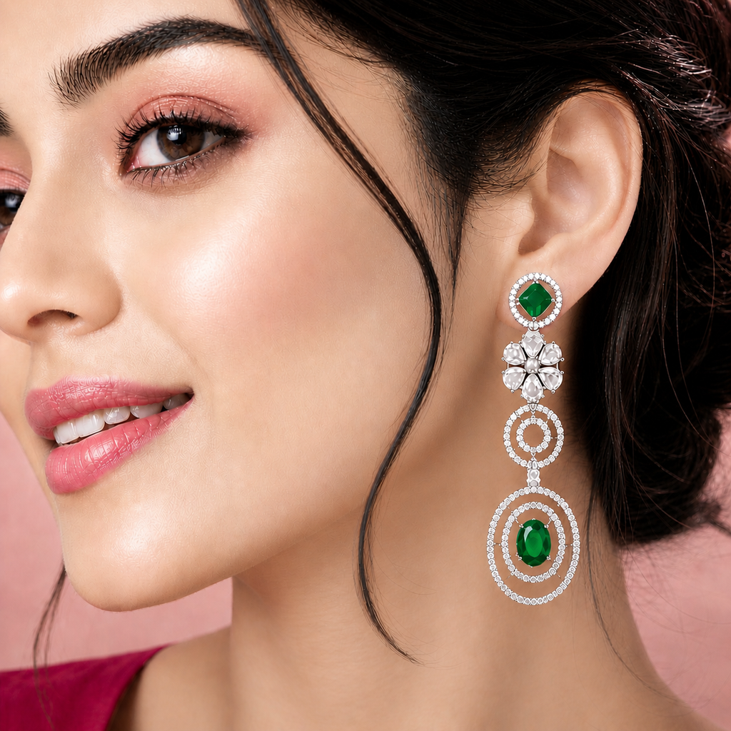 Emerald Radiance AD drop Earrings