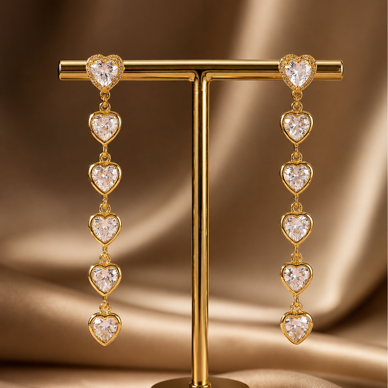Cascading Hearts of Sparkle in Gold (only 1 Available)