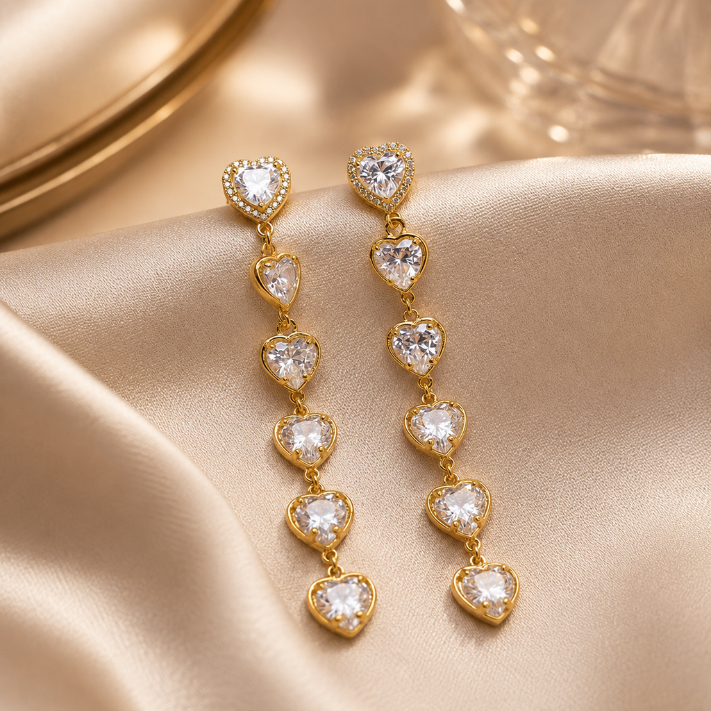 Cascading Hearts of Sparkle in Gold (only 1 Available)