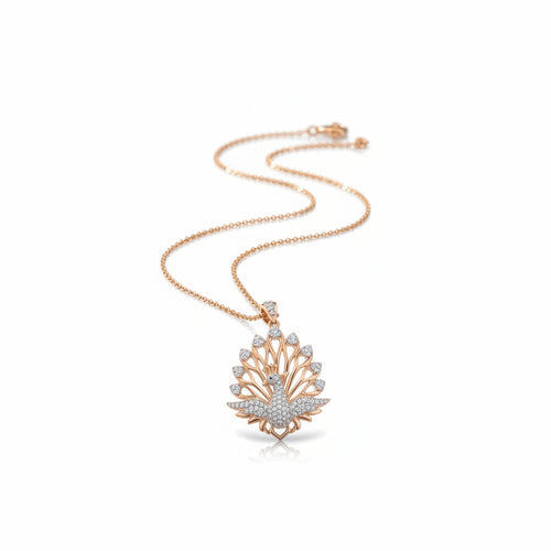 18K Gold Plated Radiant Regal Peacock Necklace