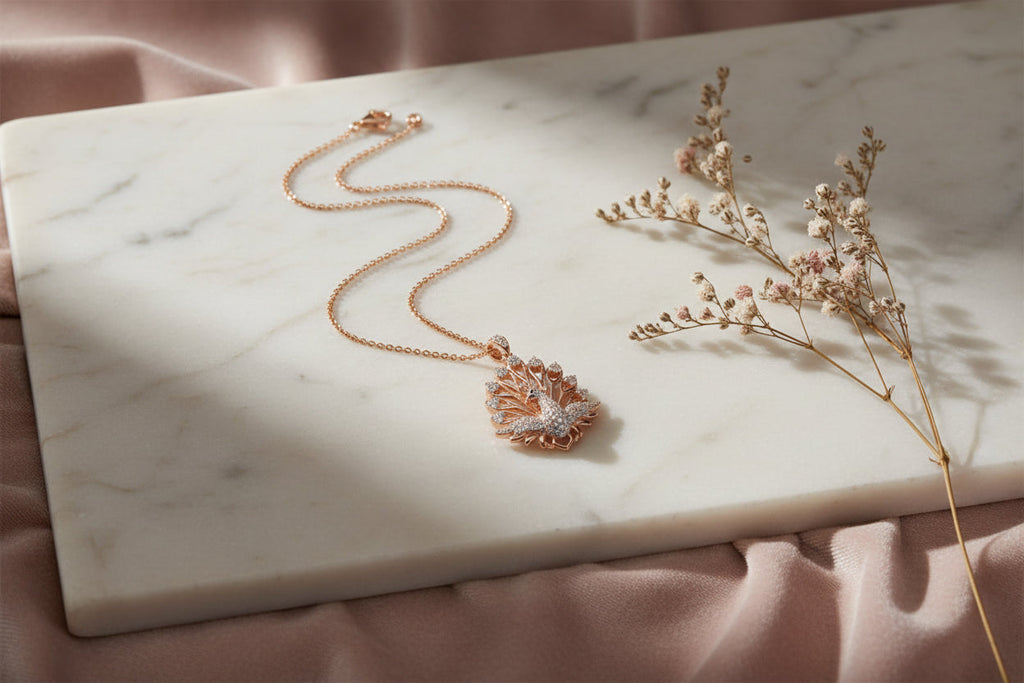 18K Gold Plated Radiant Regal Peacock Necklace