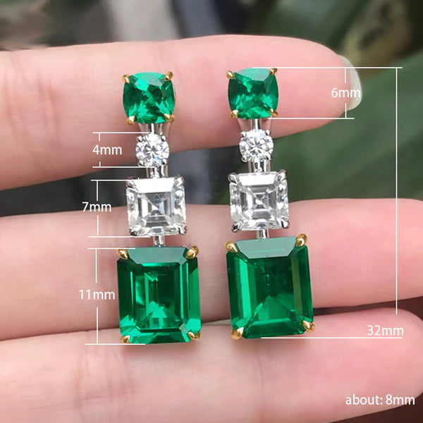 Envy Green Silver Plated Geometric AD Earrings