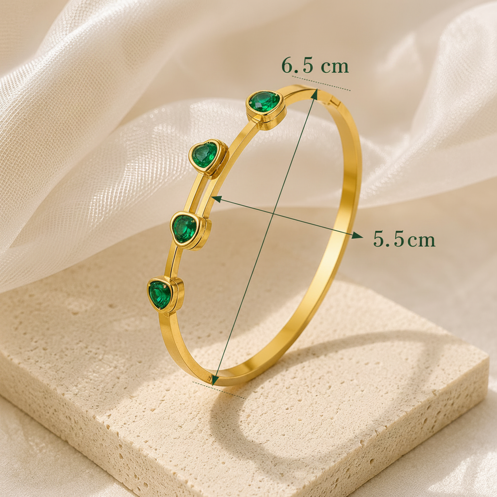 Emerald Heart Kada Bracelet
