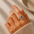 Silver Plated Evil Eye Adjustable Ring