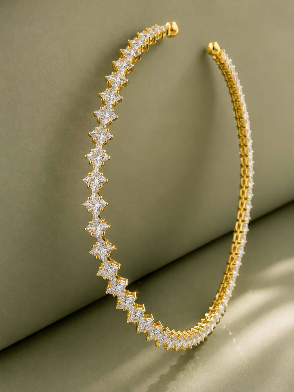 Gold Plated American Diamond Statement Choker for Women