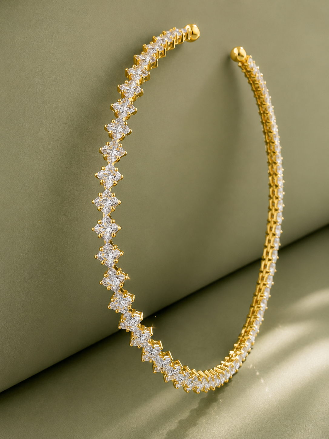 Gold Plated American Diamond Statement Choker for Women