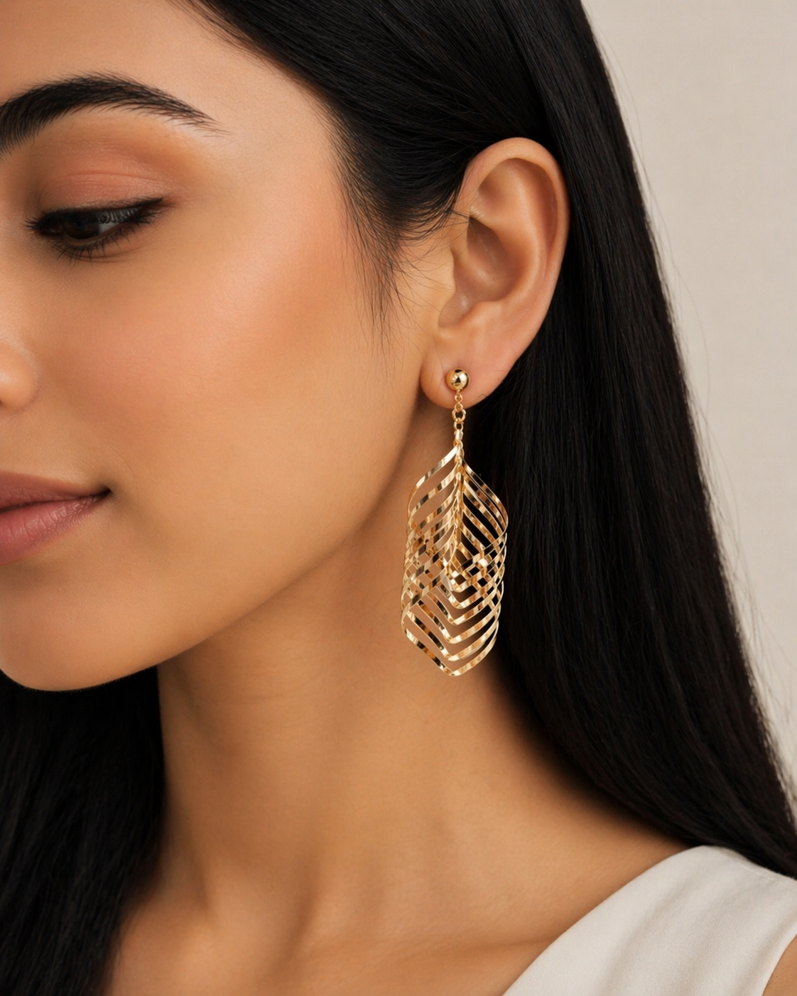 Irregular Twisted Long Drop Statement Earrings