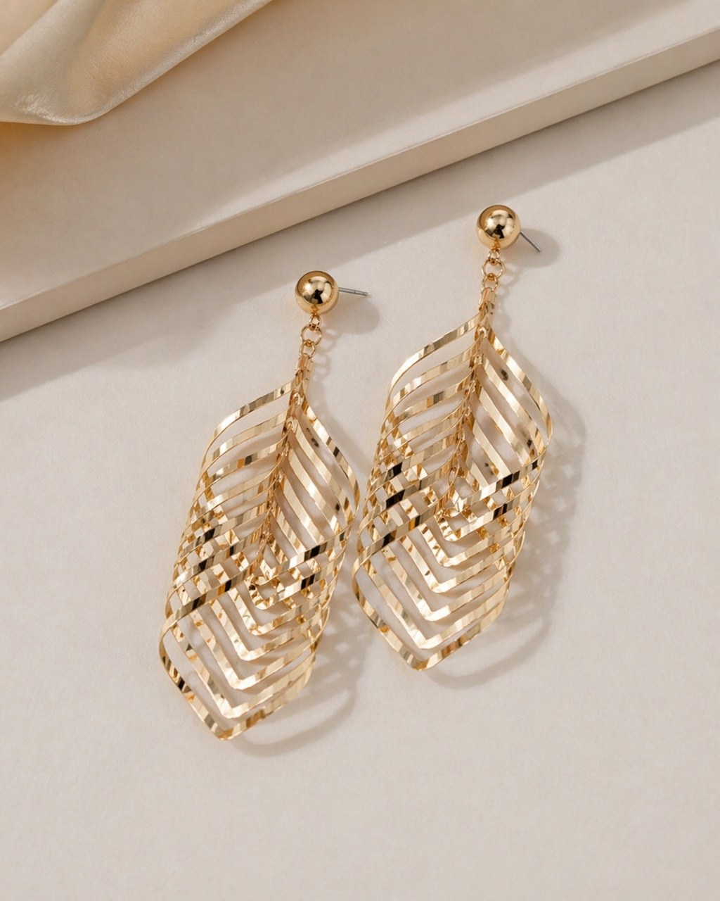 Irregular Twisted Long Drop Statement Earrings
