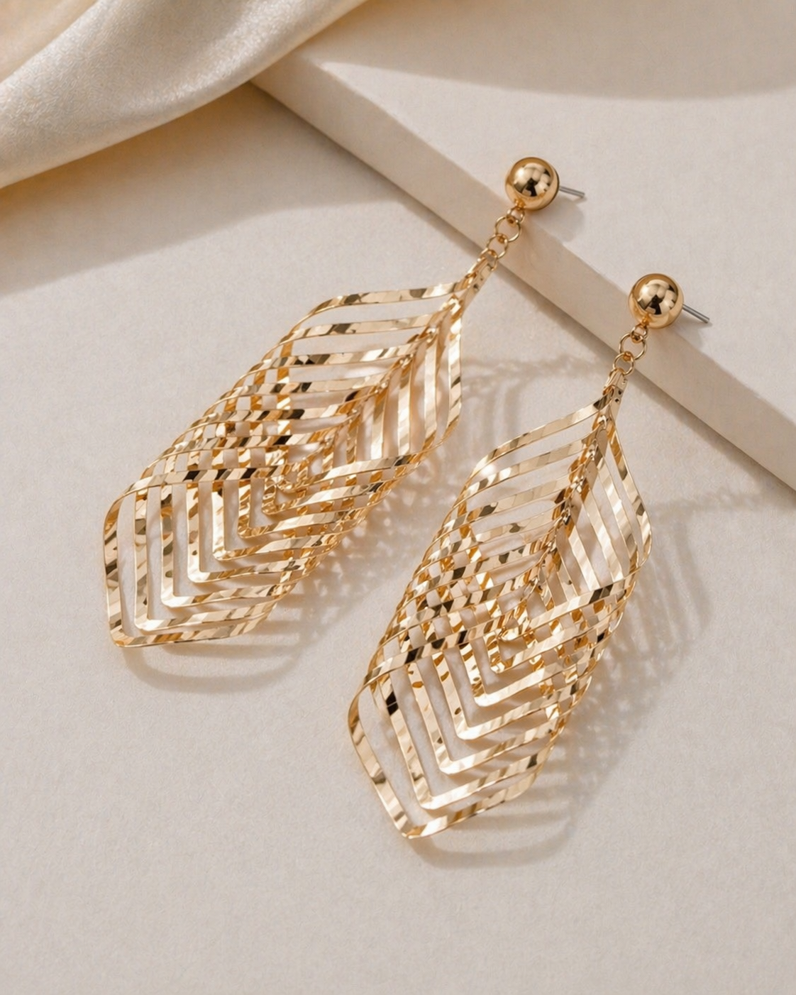 Irregular Twisted Long Drop Statement Earrings