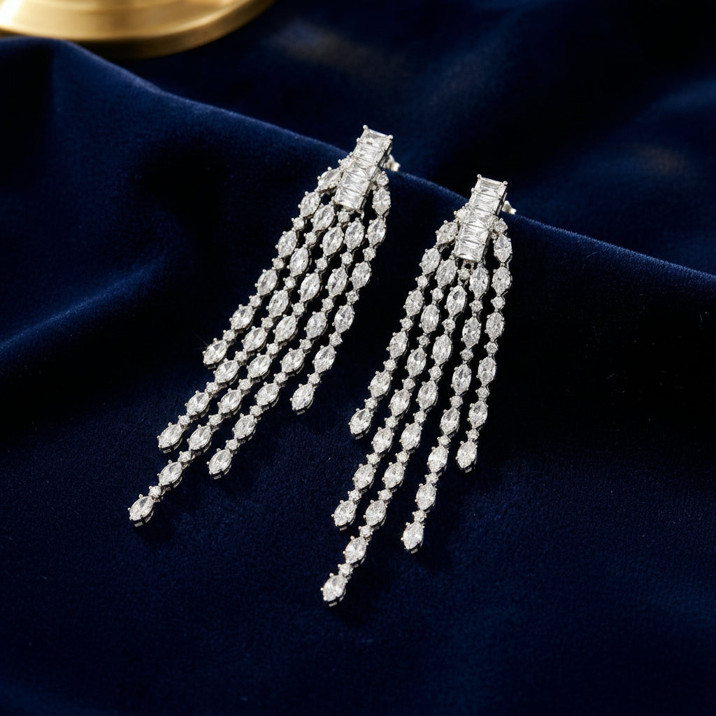 Midnight Silver Dew Earrings