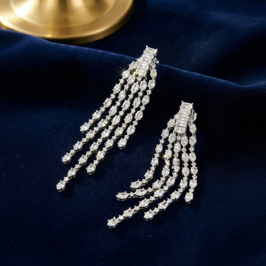 Midnight Silver Dew Earrings